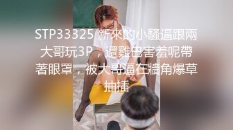 STP33325 新來的小騷逼跟兩大哥玩3P，還雞巴害羞呢帶著眼罩，被大哥逼在牆角爆草抽插